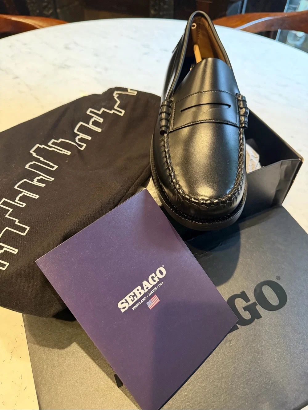 Sebago Black Leather Dan Penny Loafers